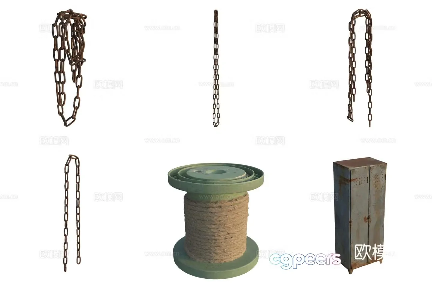 Iron chain tool accessories cabinet rope 3d model