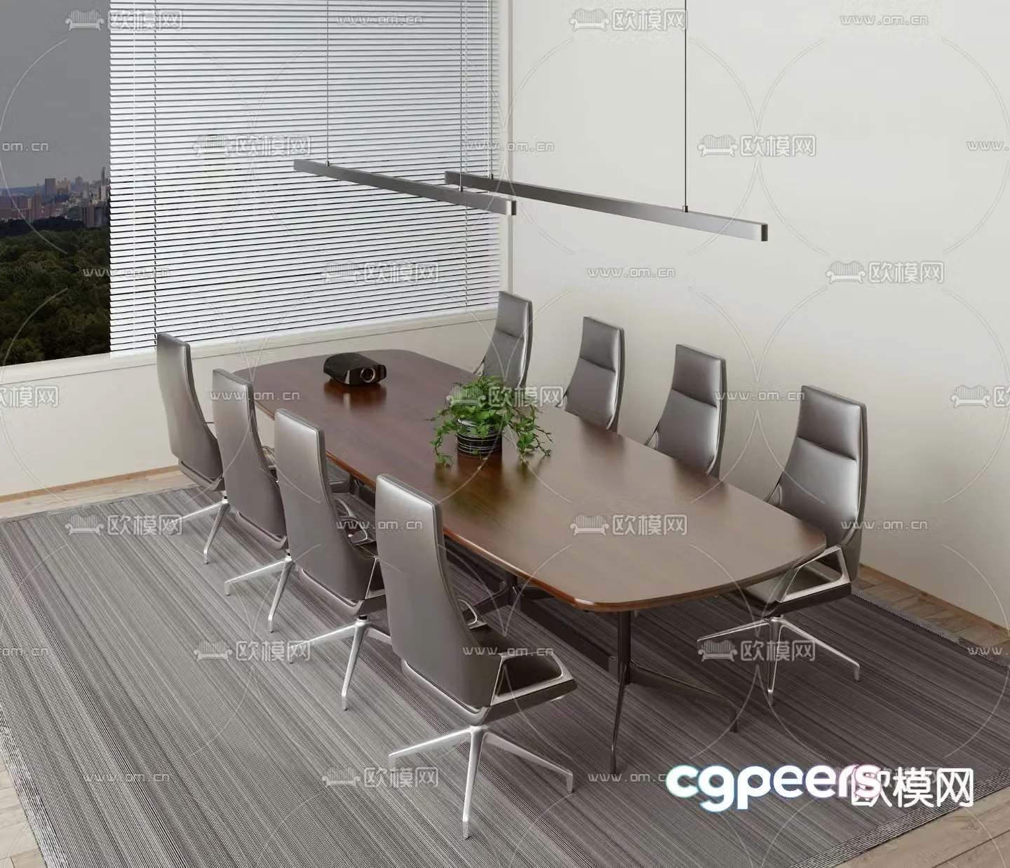 Modern conference table and chairs 3d model