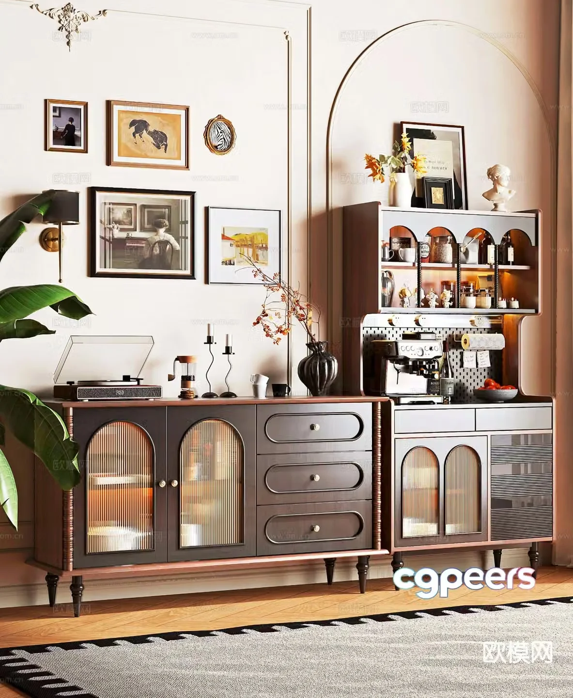Medieval style sideboard 3d model