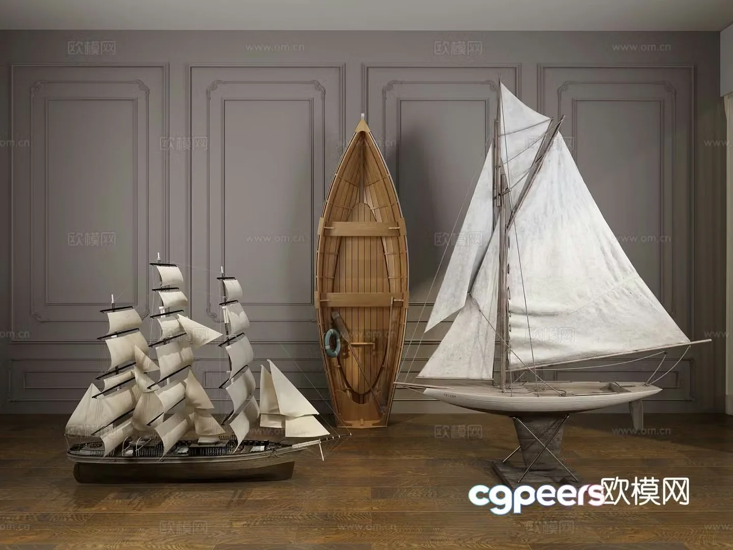 Postmodern decoration sailboat decoration 3d model