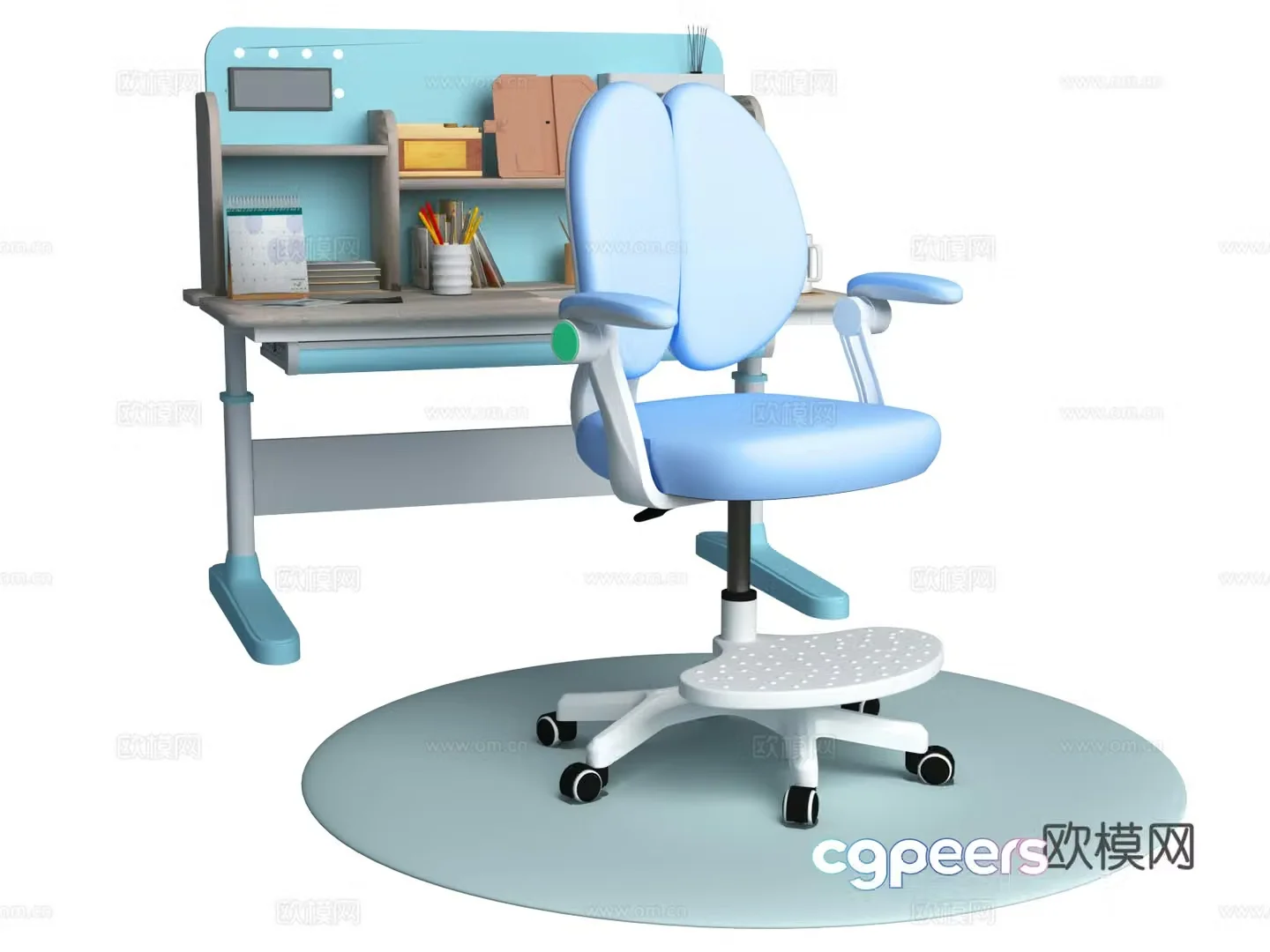 Primary school student seat office chair rendering scene student seat 3d model