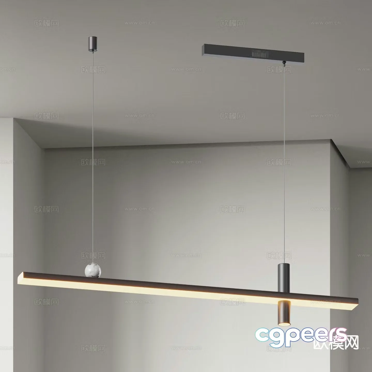 Light luxury chandelier straight chandelier 3d model