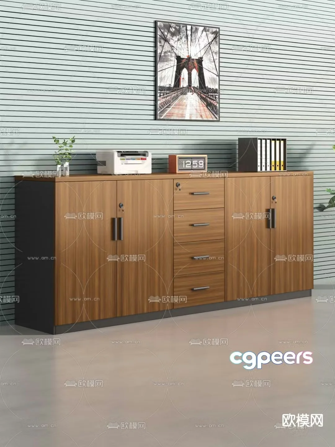 Modern file cabinet bookcase storage cabinet 3d model