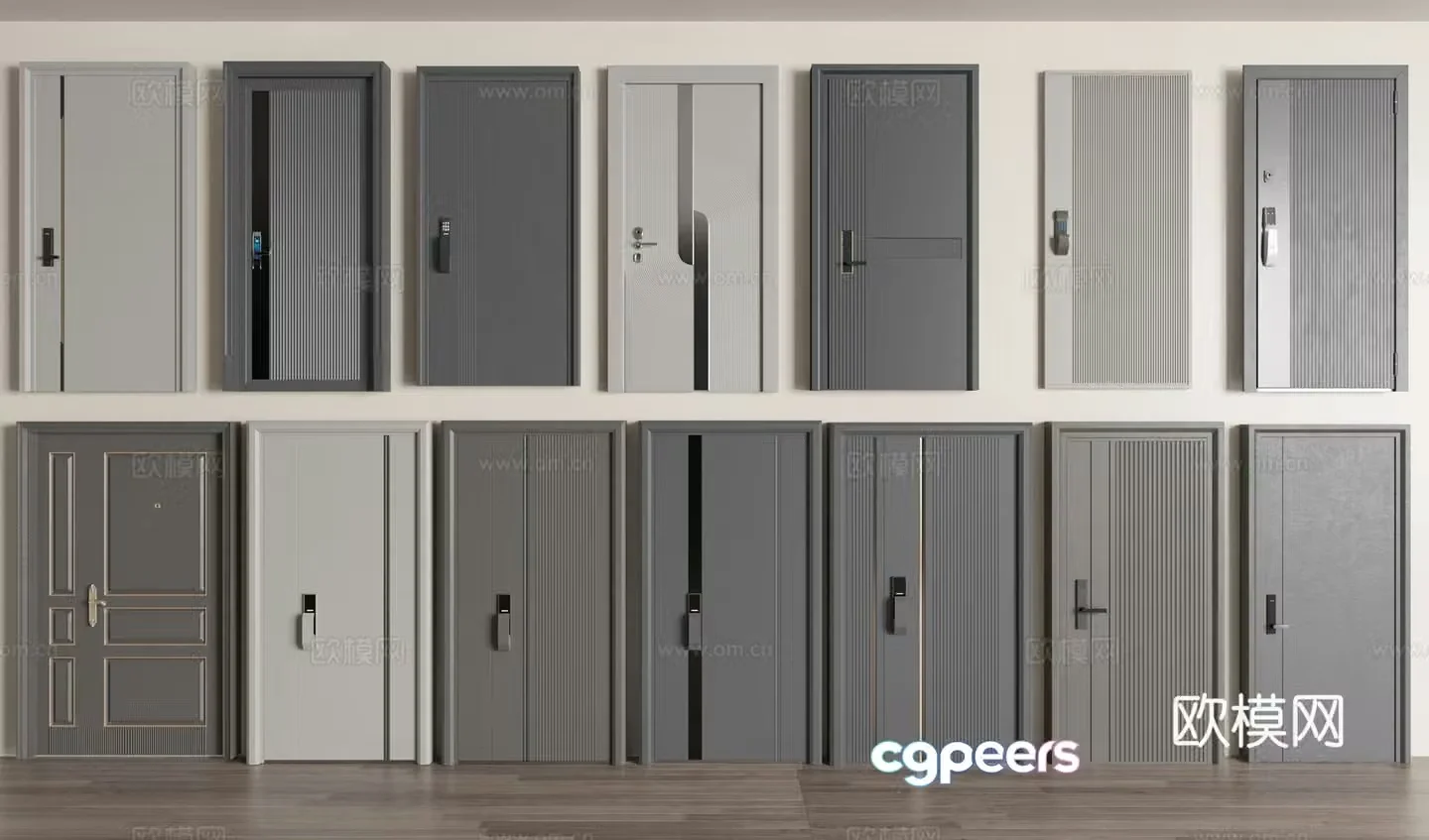 Modern entry door security door password door 3D model
