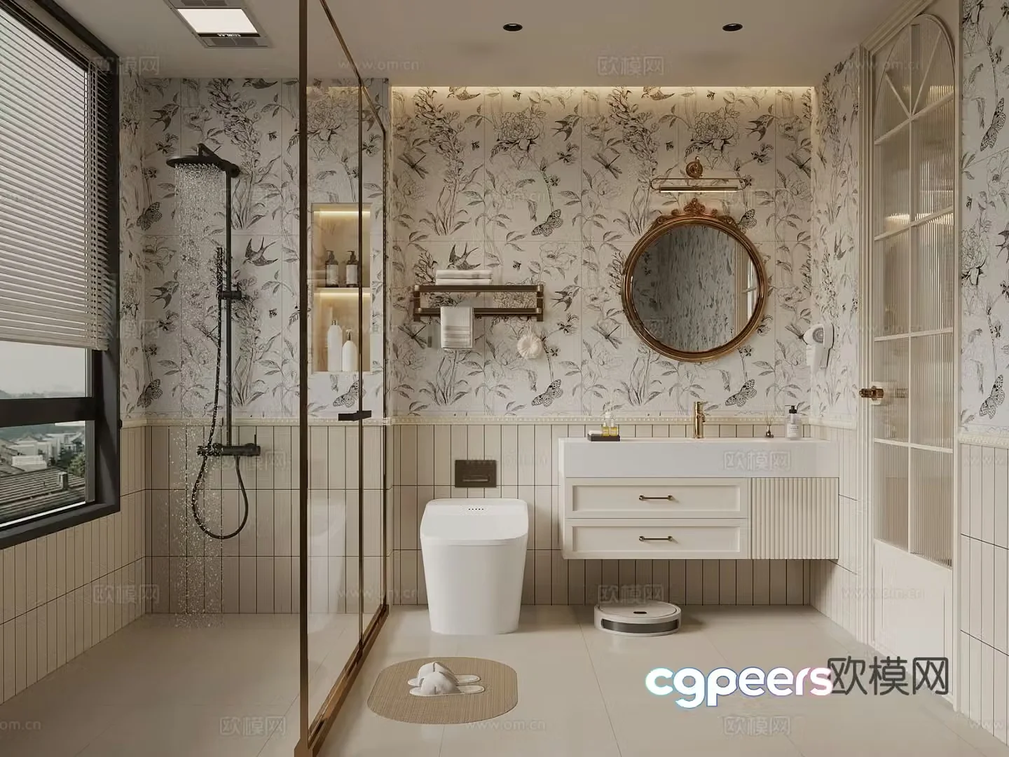 French bathroom cabinet 3d model