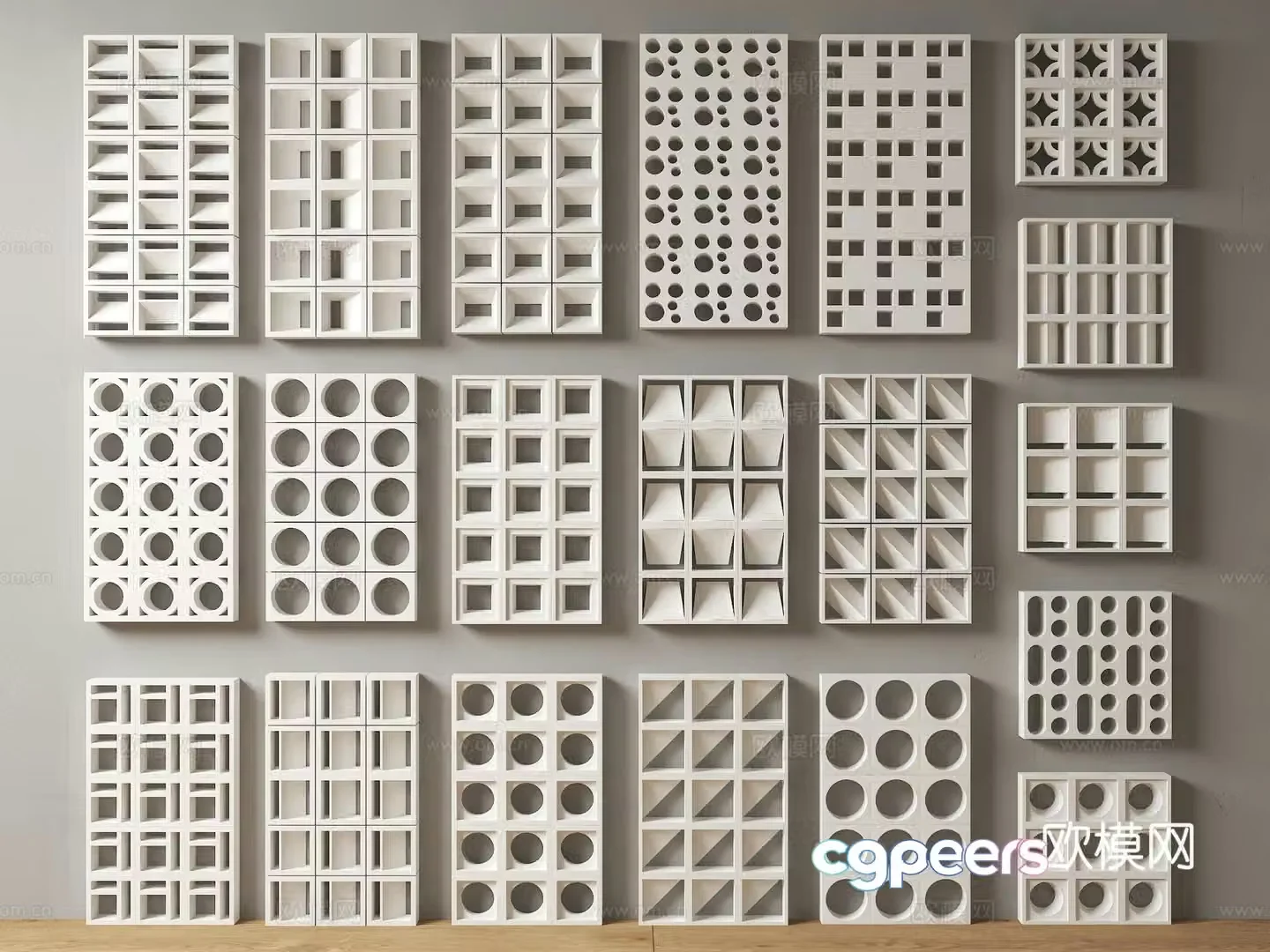 Modern cement brick partition Hollow brick Hollow brick partition Prefabricated cement brick Custom cement brick 3D model