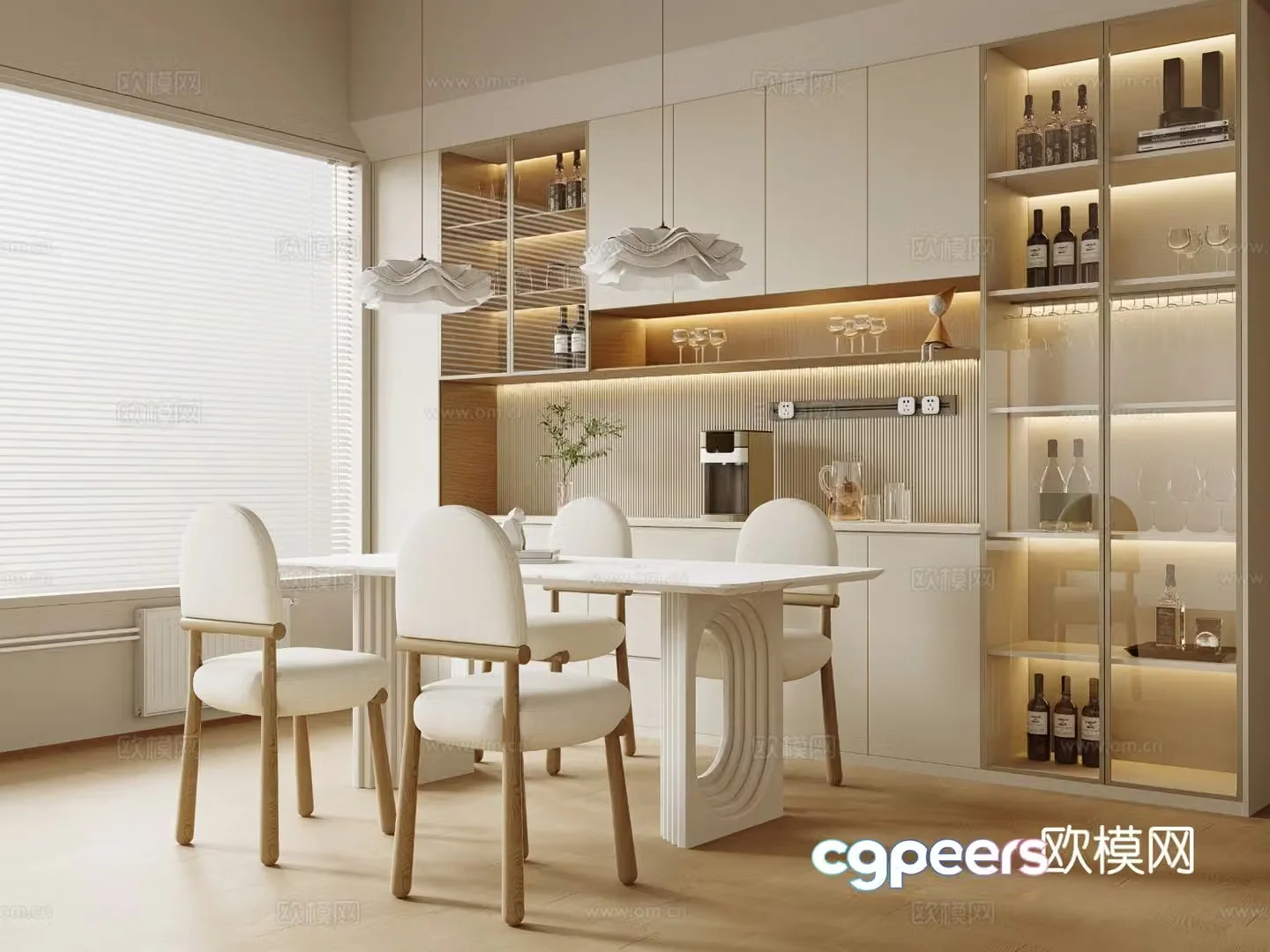 Creamy Home Restaurant Open Restaurant 3D Model