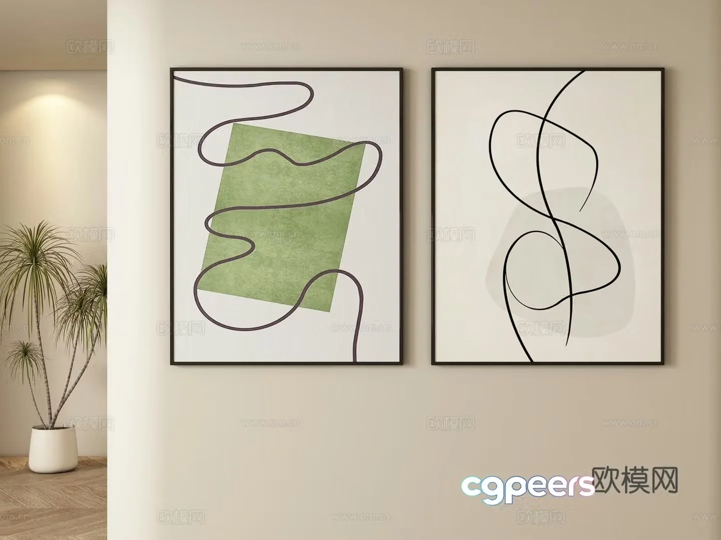 Modern abstract painting Decorative painting Hanging painting 3d model