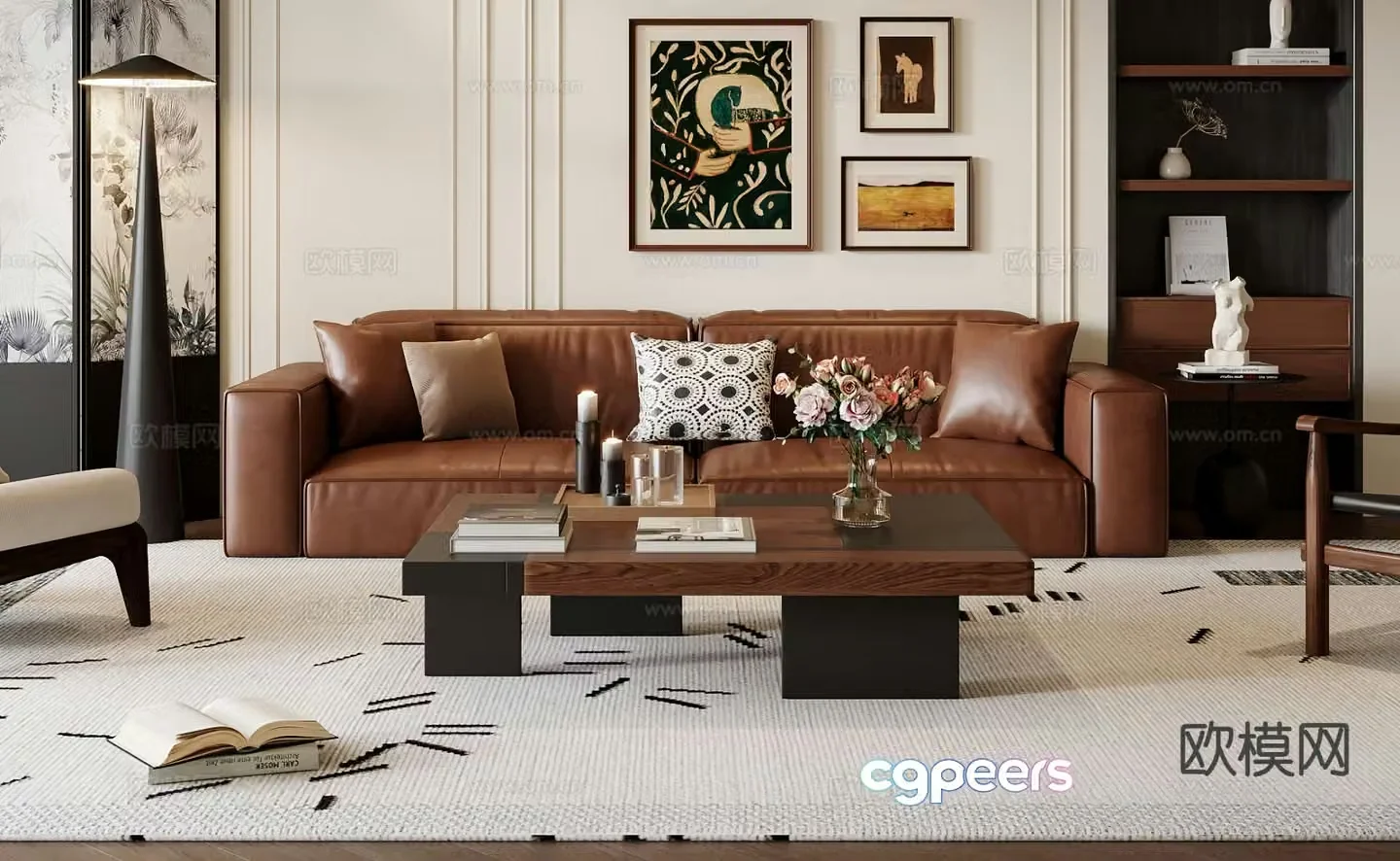 French retro sofa modular sofa 3d model