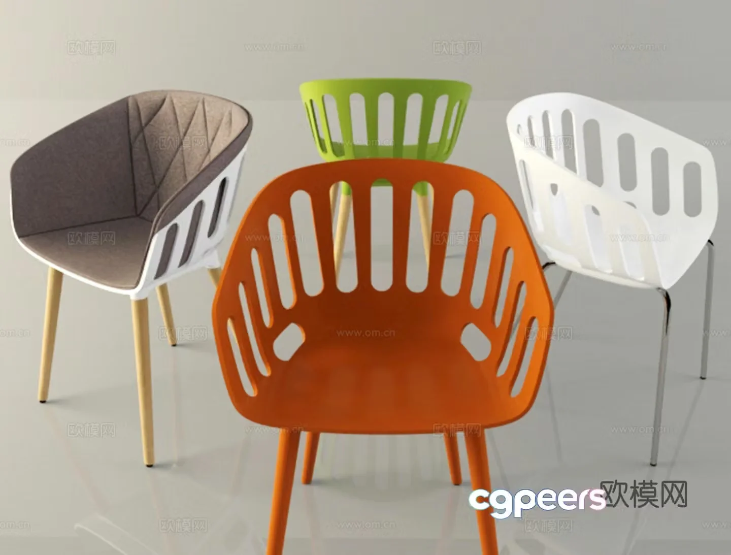 Modern outdoor leisure chair plastic chair single chair 3d model