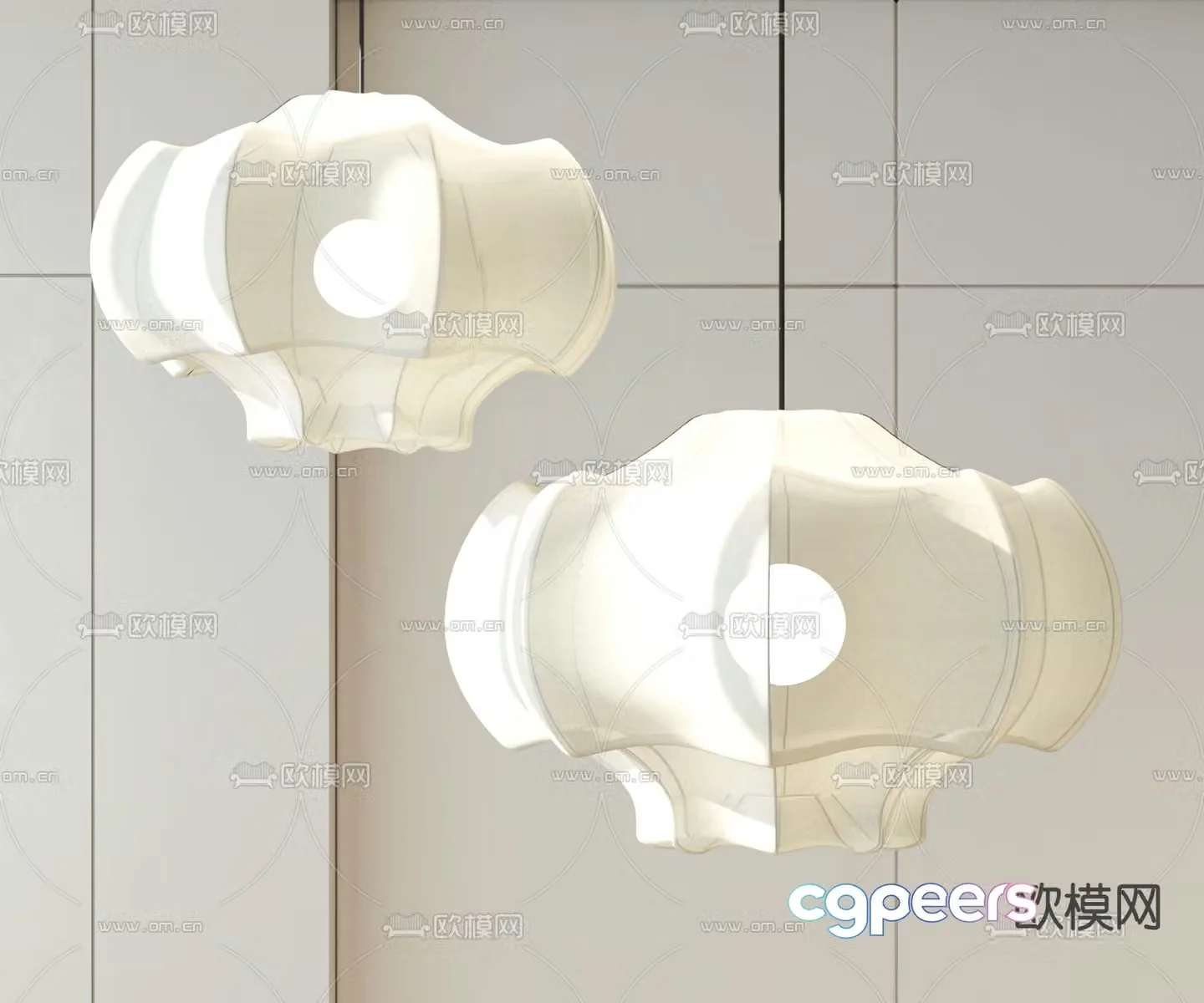 Creamy Chandelier Paper Chandelier 3D Model