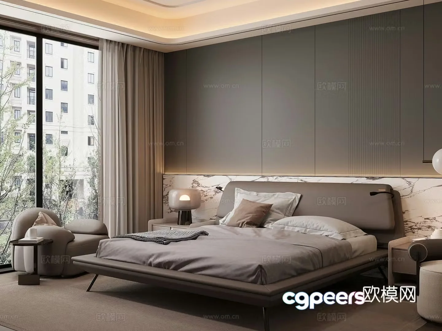 Home bedroom Double bed Master bedroom Jewelry ornaments 3D model