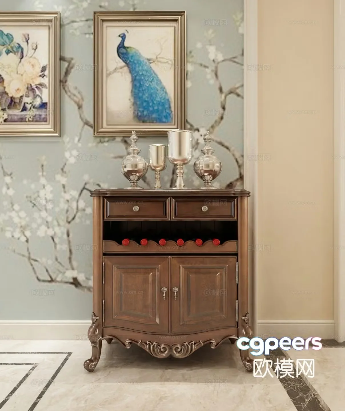 European side cabinet 3D model