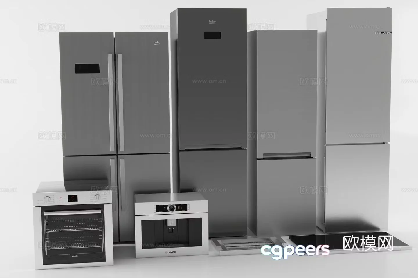 Refrigerator Oven Microwave Gas Stove 3D Model