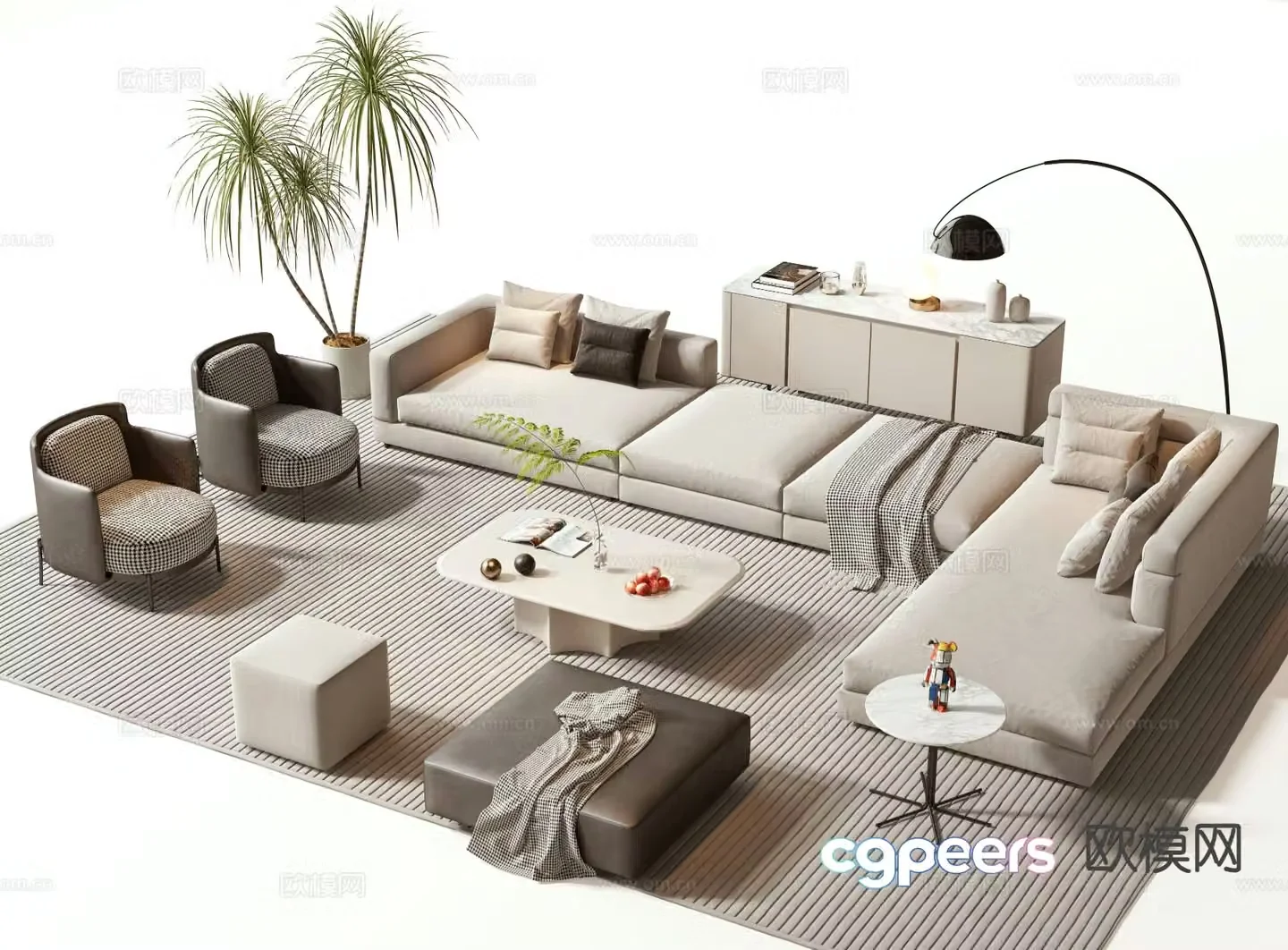 Modern modular sofa corner sofa 3d model