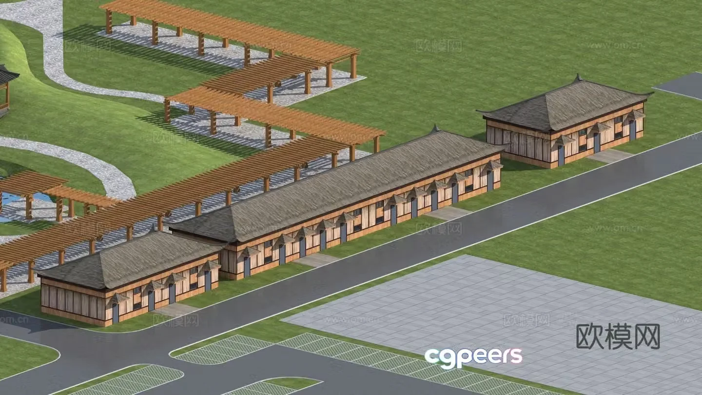 Chinese-style thatched house shack ancient building single 3D model