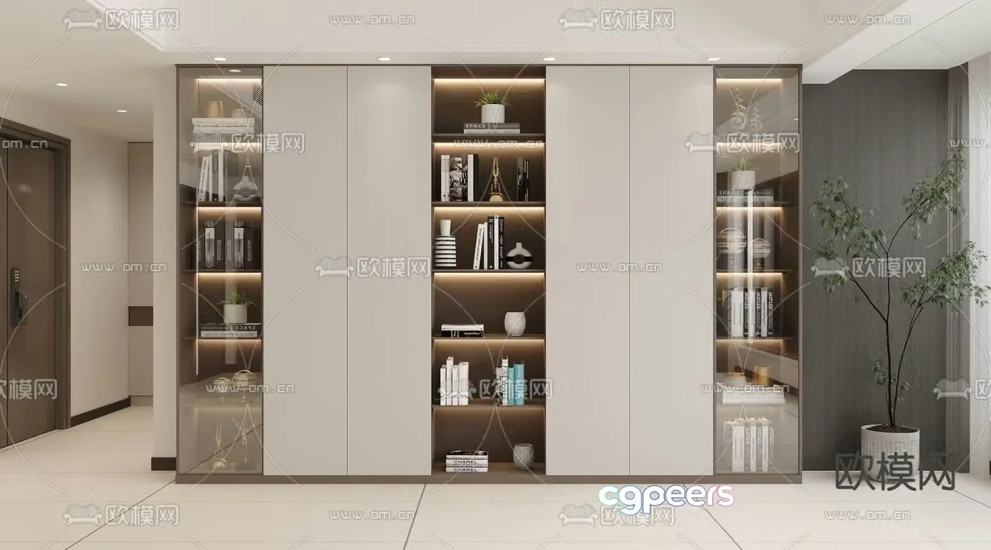 Modern bookcase display cabinet glass cabinet 3d model
