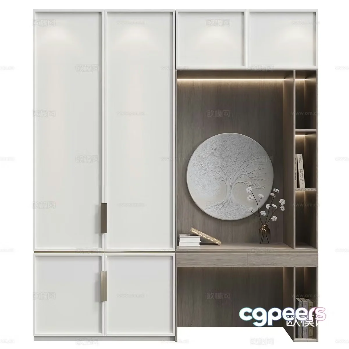 New Chinese wardrobe bookcase combination 3D model