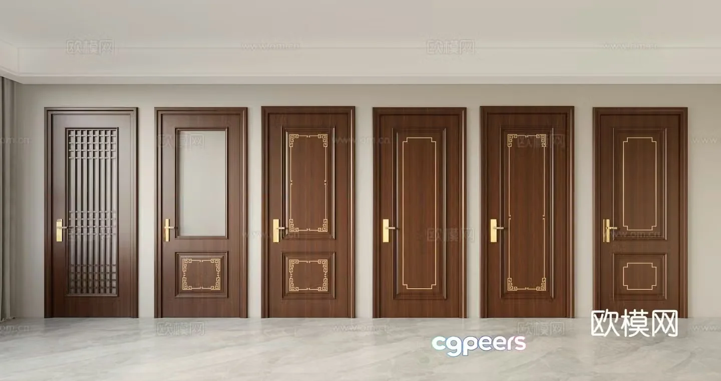 New Chinese style door 3D model
