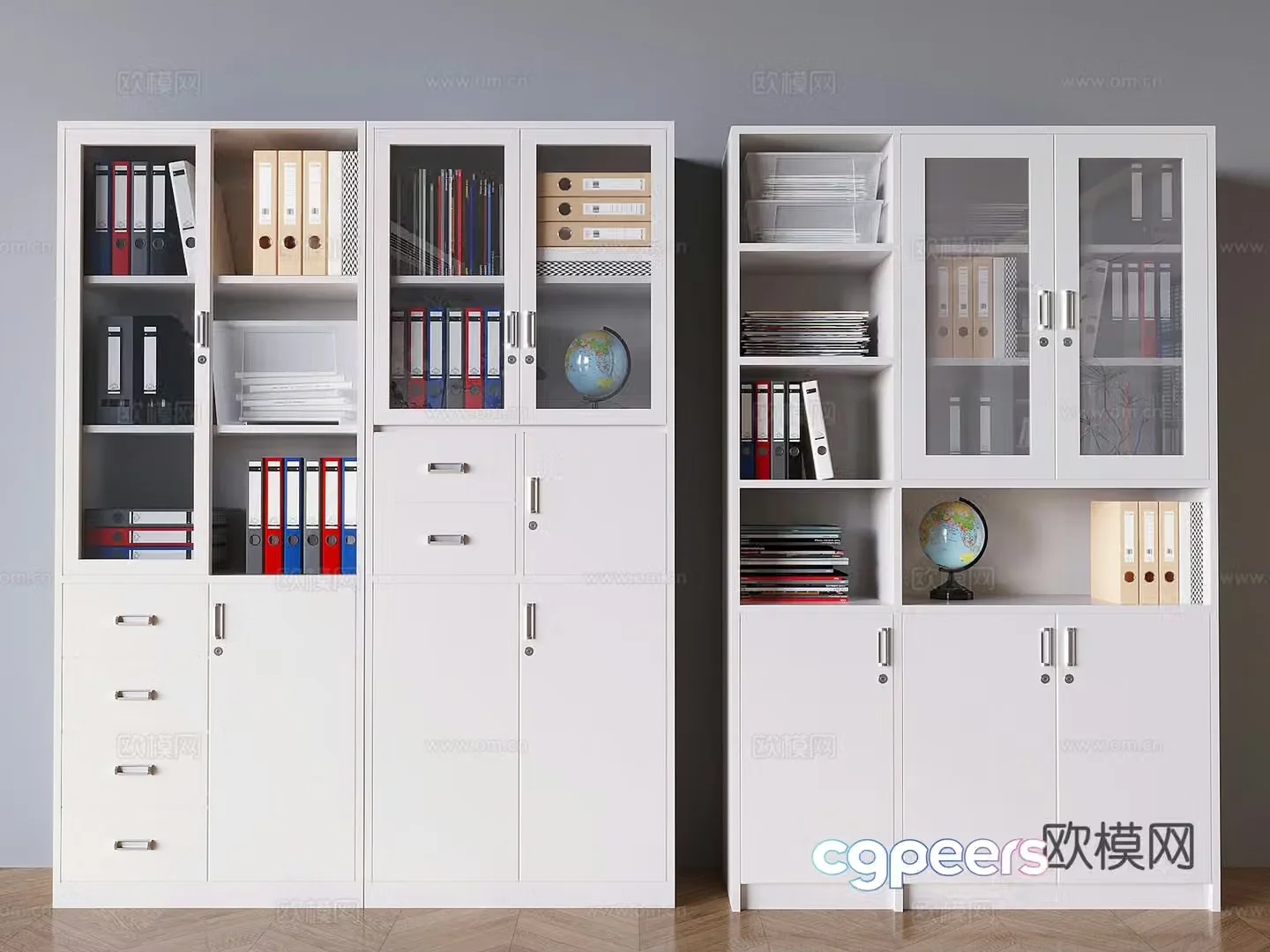 Glass file cabinet file cabinet office iron cabinet information cabinet file box 3D model