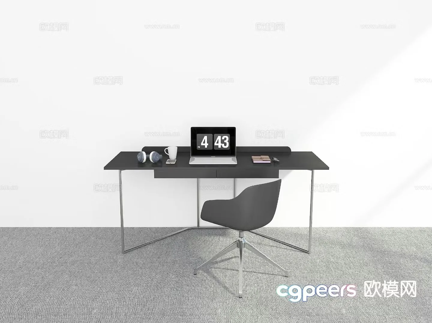 Modern desk computer desk 3d model