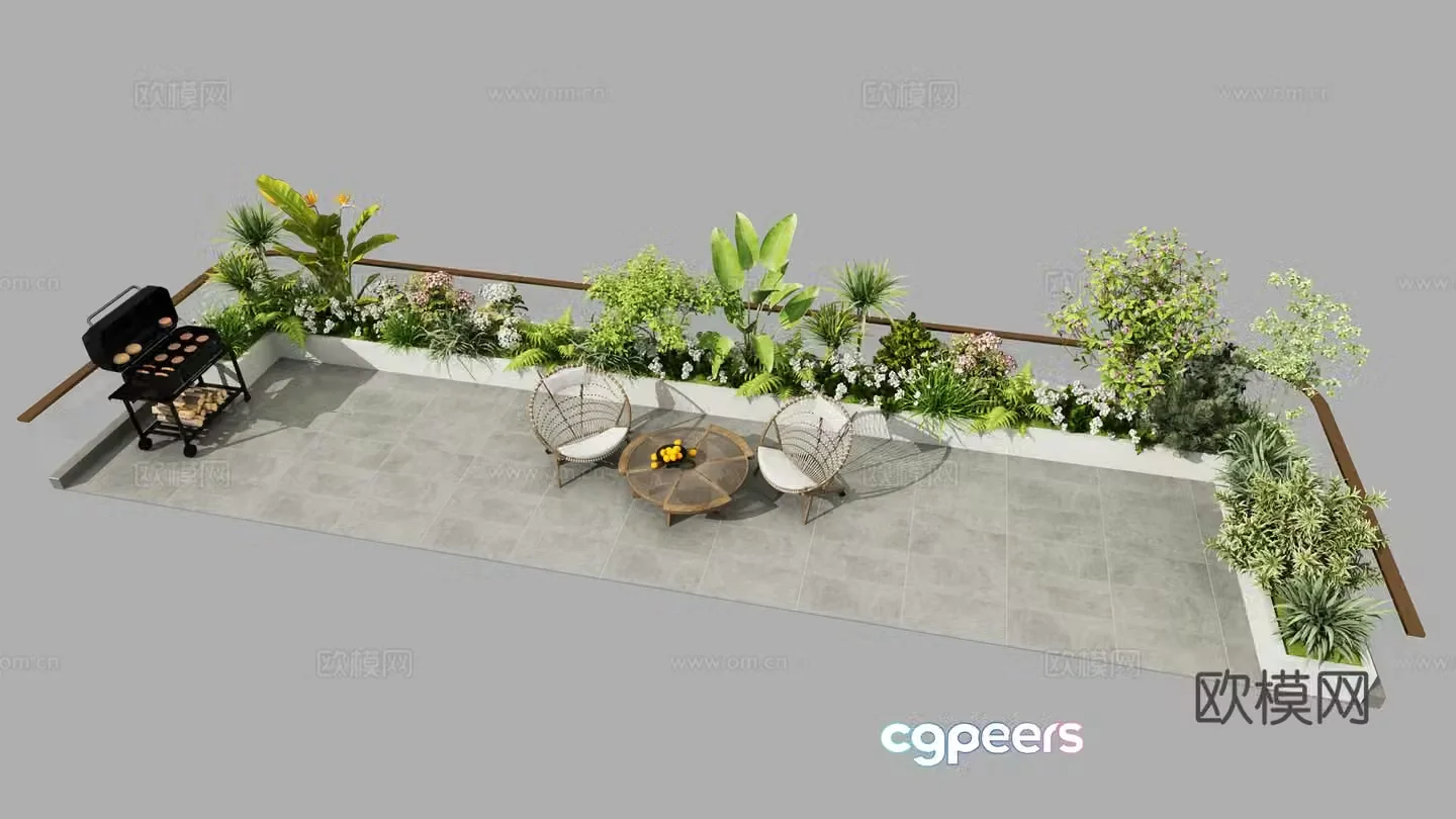 Modern terrace landscape 3d model