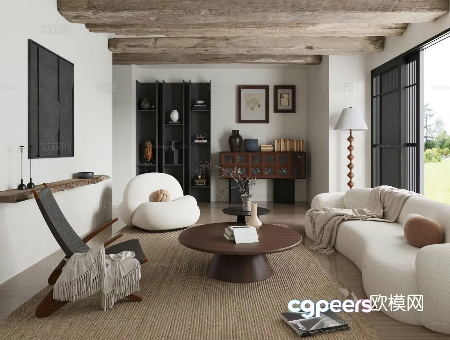 Medium-old home living room Medium-old home living room Sofa coffee table combination Ward cabinet Mother and child coffee table 3D model