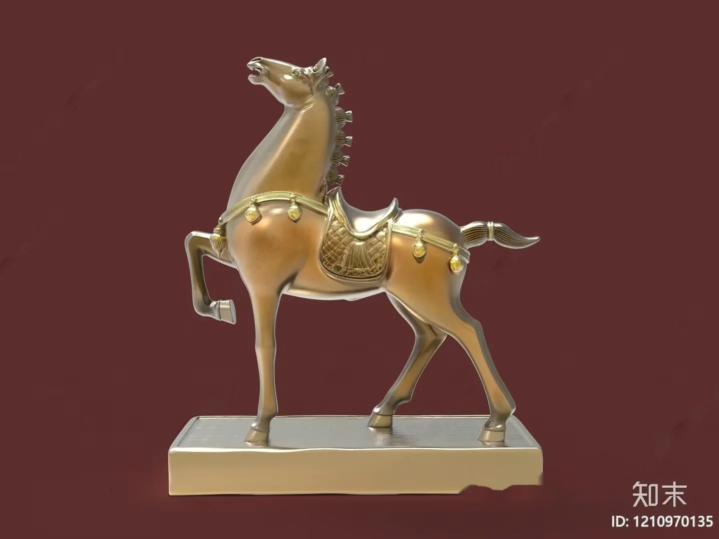 A Golden Horse Statue 3D Model – 7575 – VRAY Render