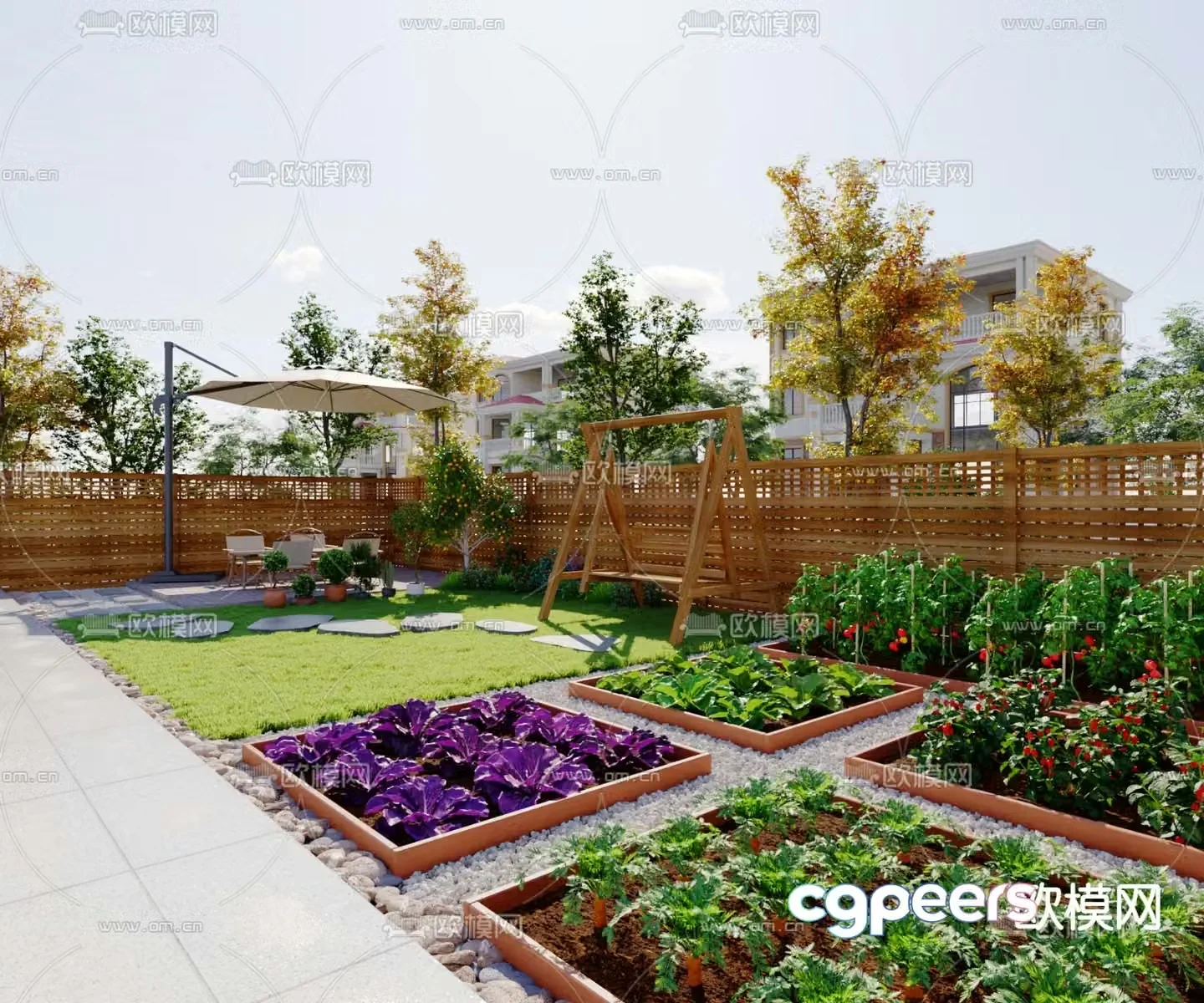 Villa courtyard garden vegetable garden 3d model