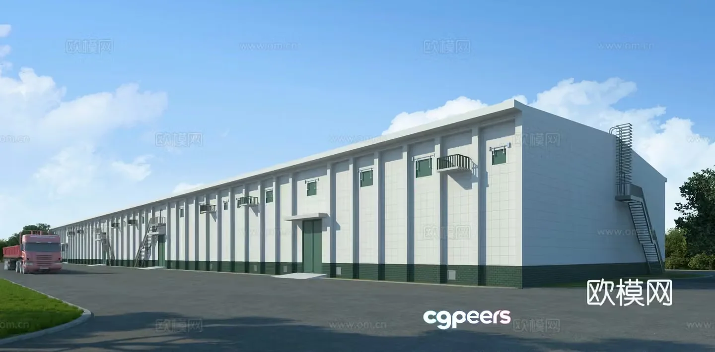 Grain depot factory appearance 3D model