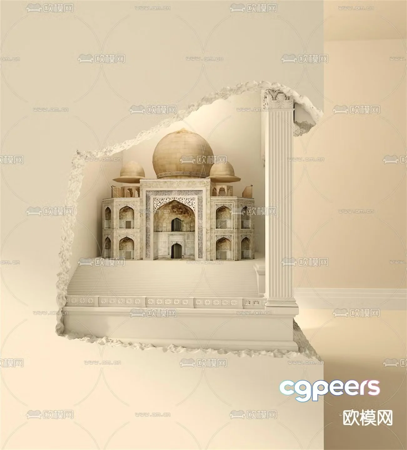 Recessed wall light plaster wall light 3d model