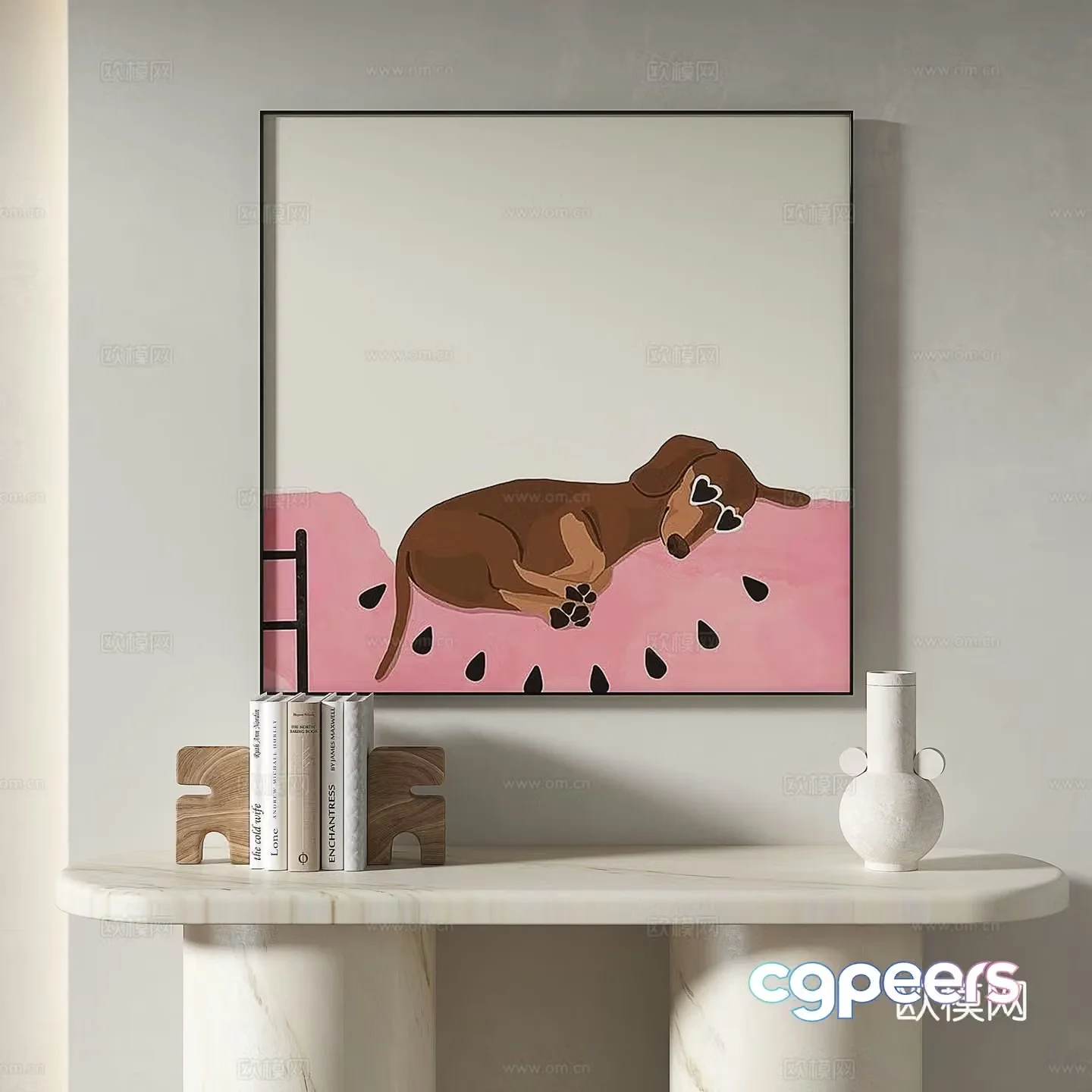 Modern simple abstract retro medieval light luxury decorative painting 3d model