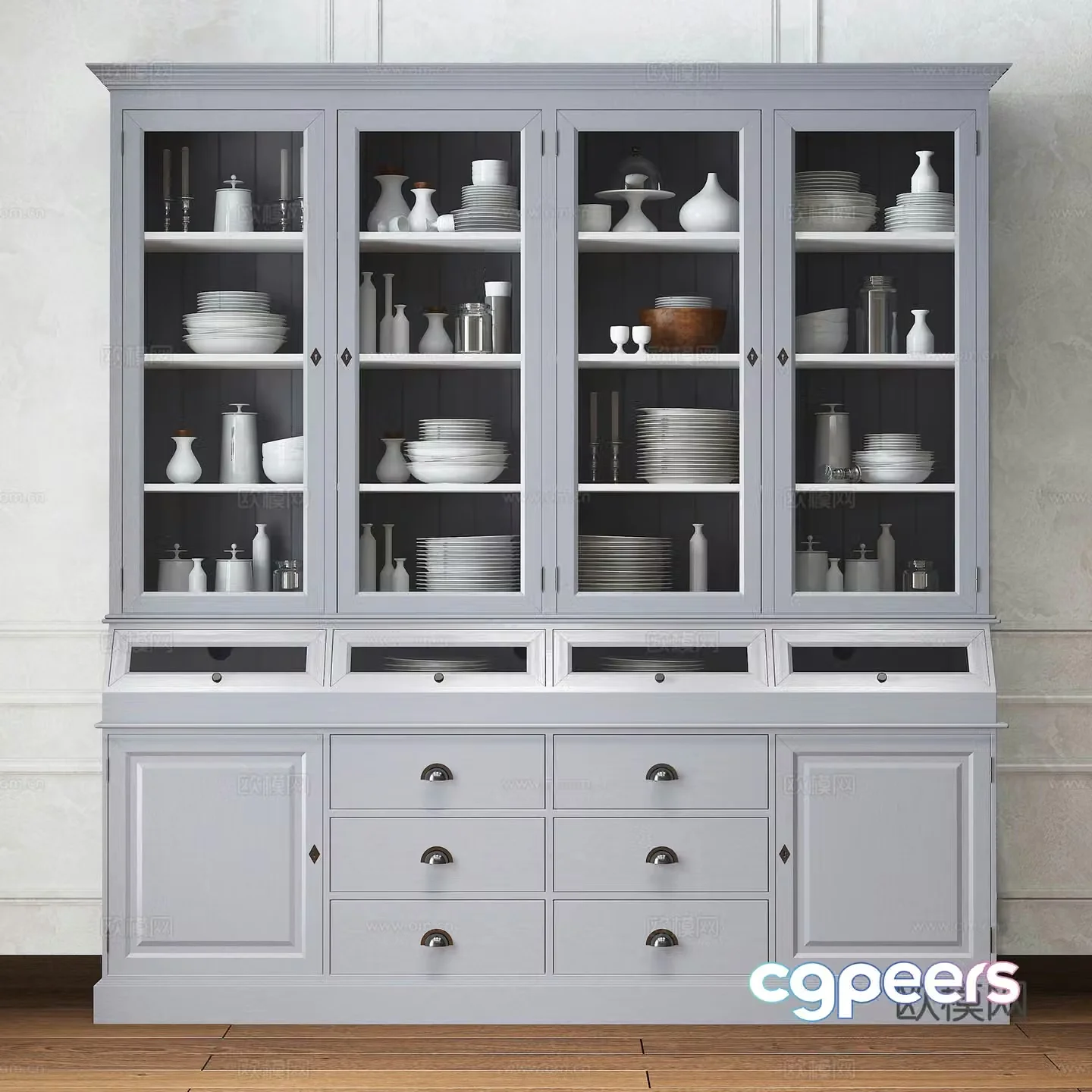 Simple European storage cabinet sideboard cupboard 3d model