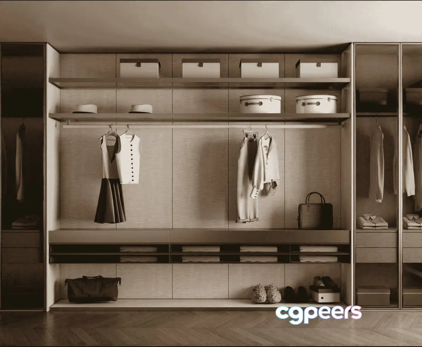 Modern Walk-In Closet 3D Model – 10535 – VRAY Render