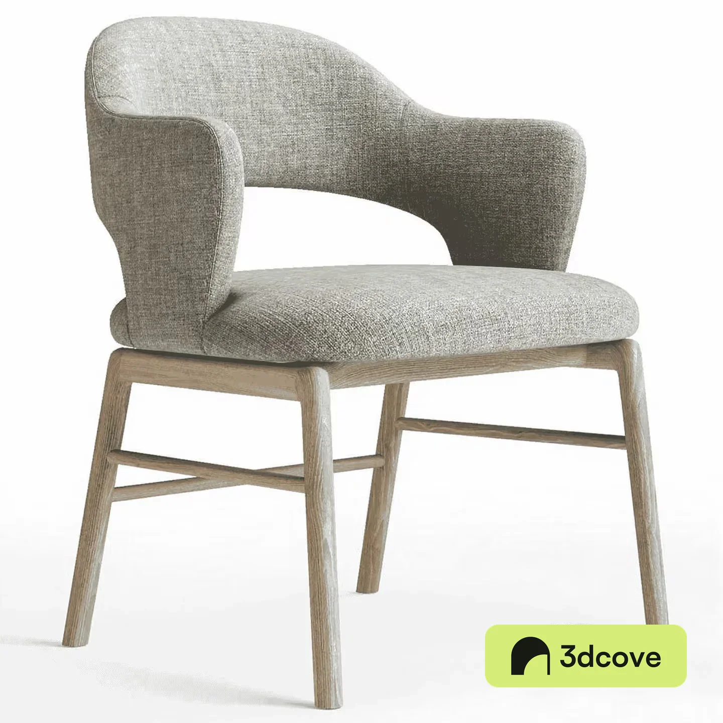 A Wooden Chair With A Light Gray Cushion