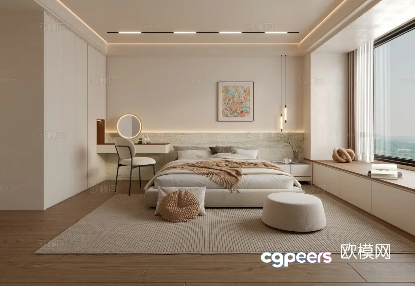 Modern minimalist bedroom 3d model