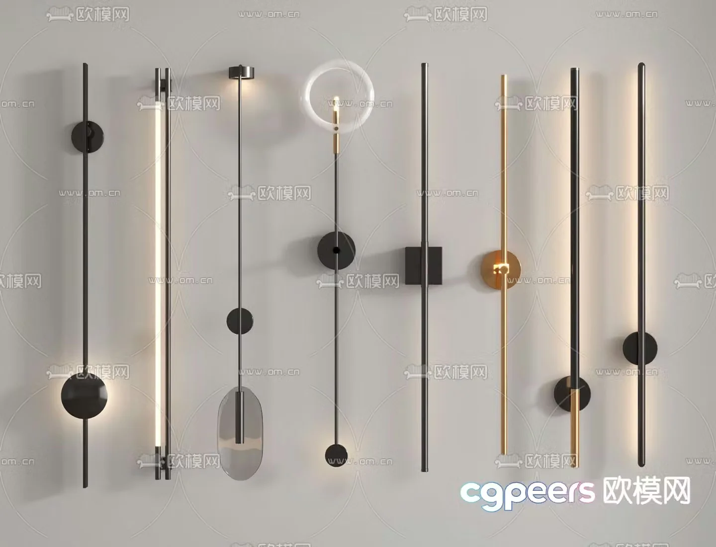 Minimalist wall lamp linear lamp 3D model