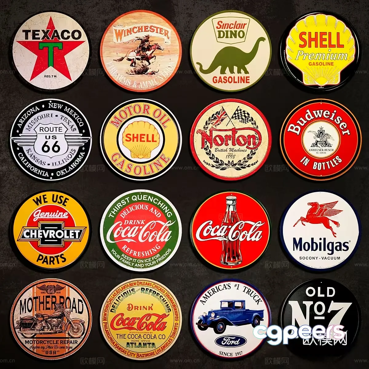 Retro Gas Station Signs 3D Model – 5446 – VRAY Render