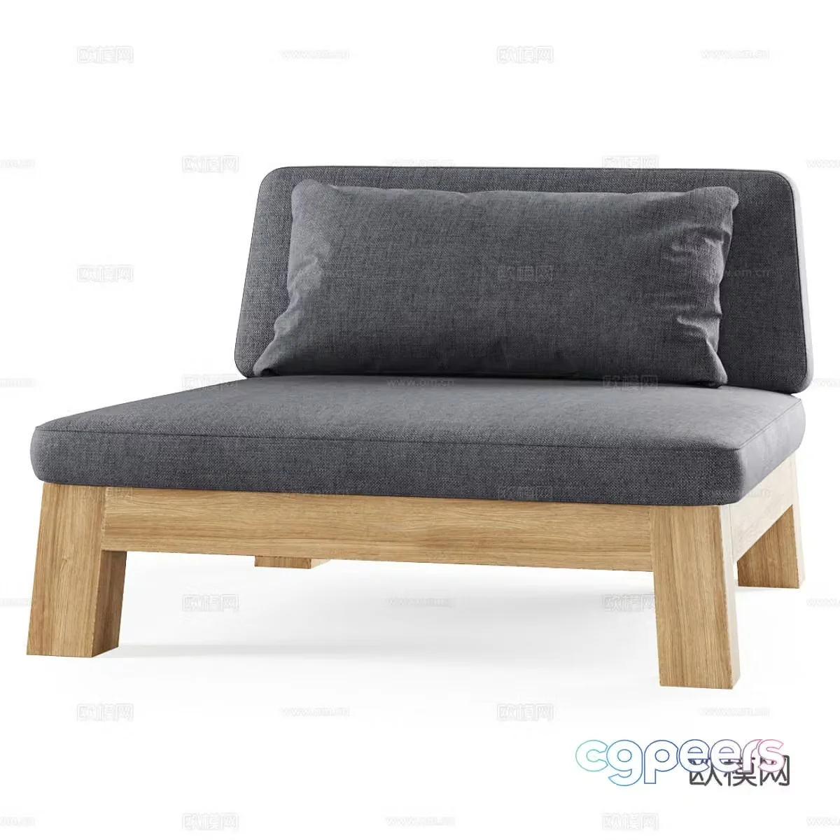 Modern Italian wooden fabric sofa chair 3d model