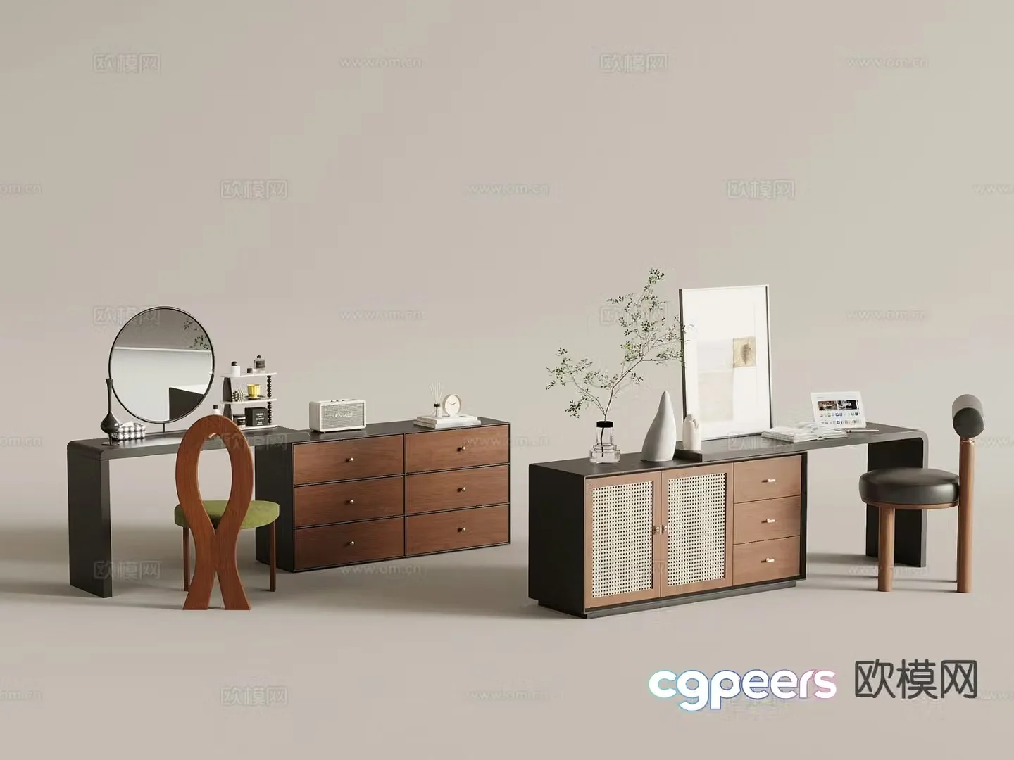 Medieval style dressing table 3d model