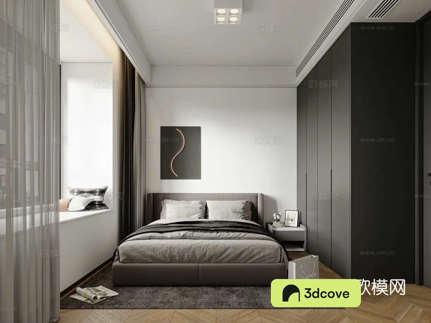 Black white and gray bedroom