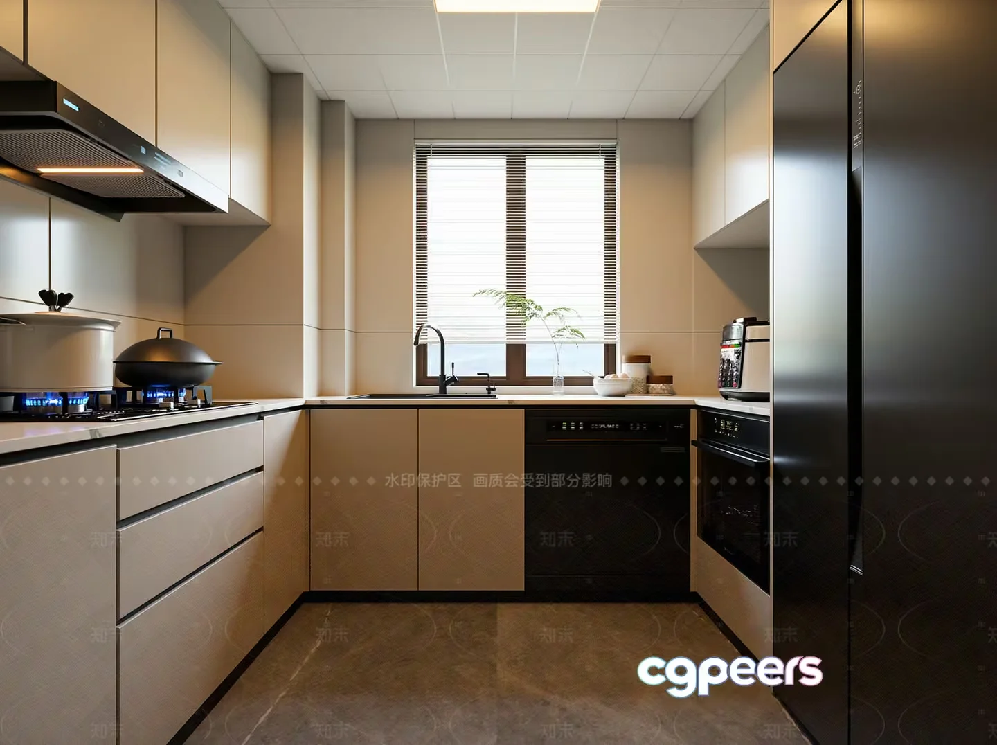 Modern Kitchen With Stainless Steel Appliances 3D Model – 11933 – VRAY Render