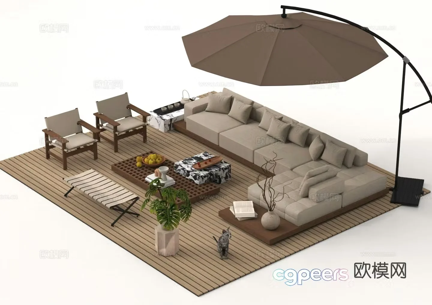 Outdoor sofa modular sofa 3d model