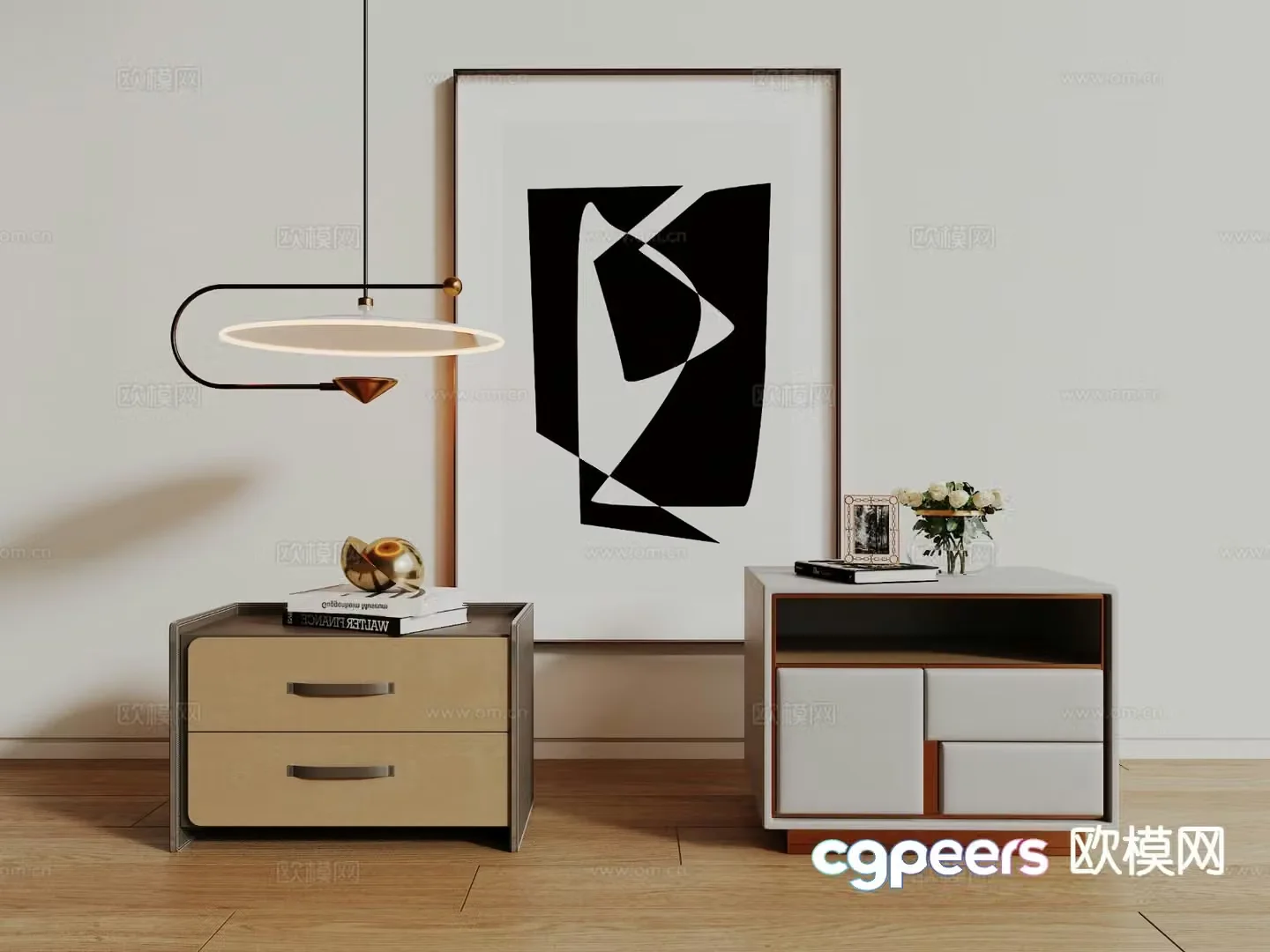 Modern bedside table 3d model
