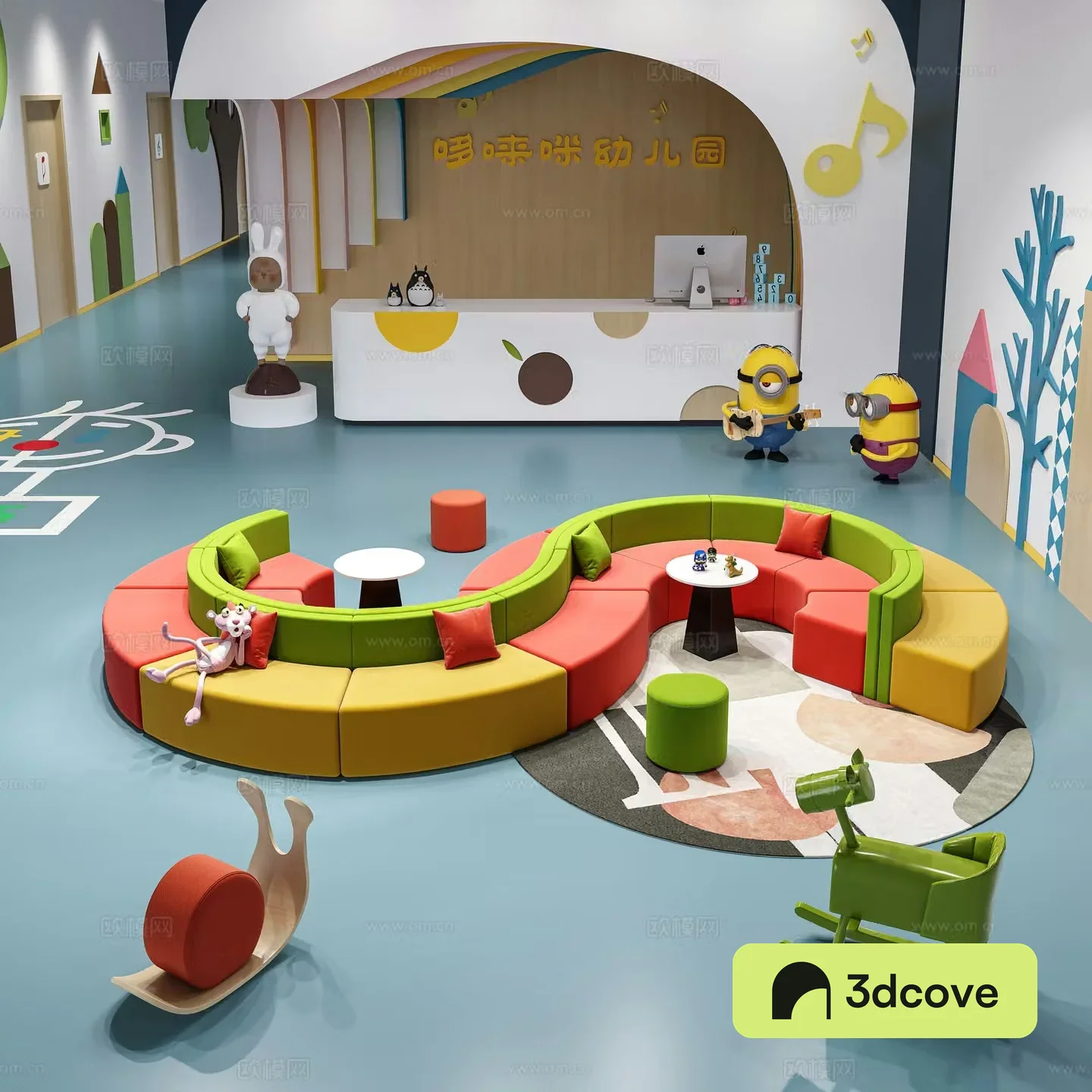 Modern kindergarten hall children’s booth sofa kindergarten classroom special shape multi-person sofa