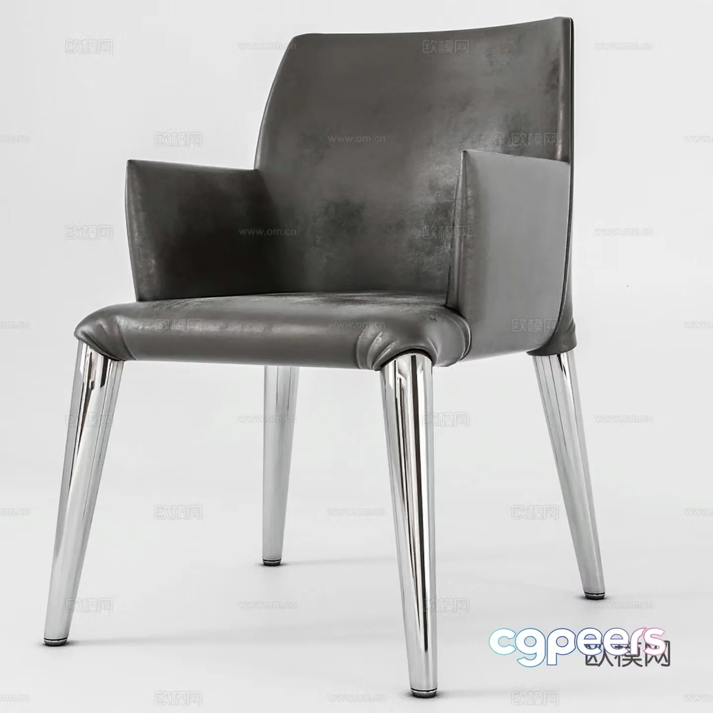 Modern casual chair leather chair dining chair single chair 3d model