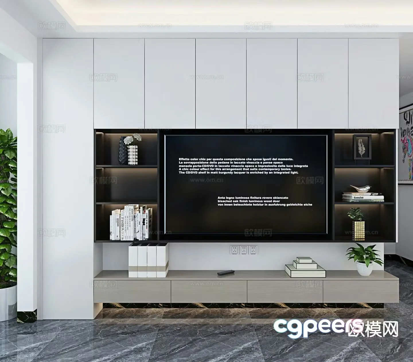 Integrated TV cabinet TV background wall 3D model