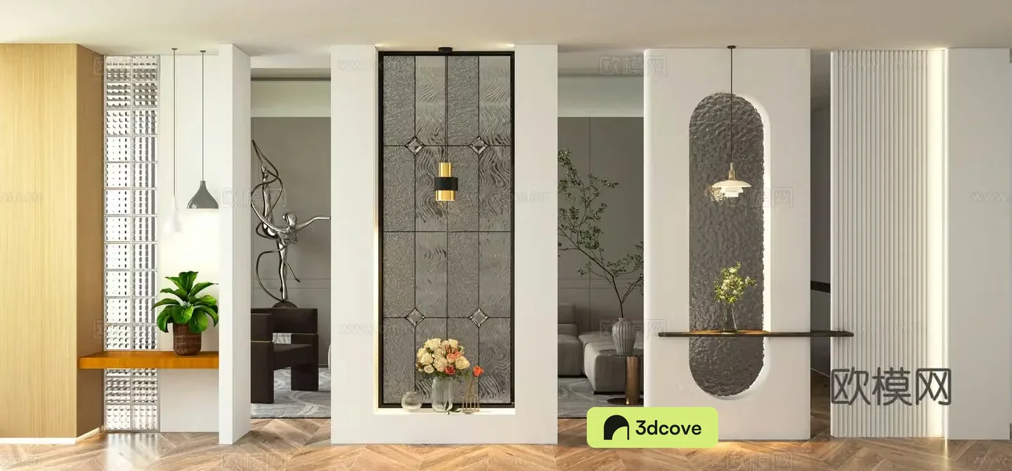 Modern screen entrance glass partition entrance hall landscaping