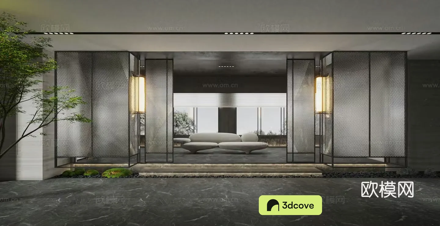 Modern hotel club corridor hotel entrance lounge area