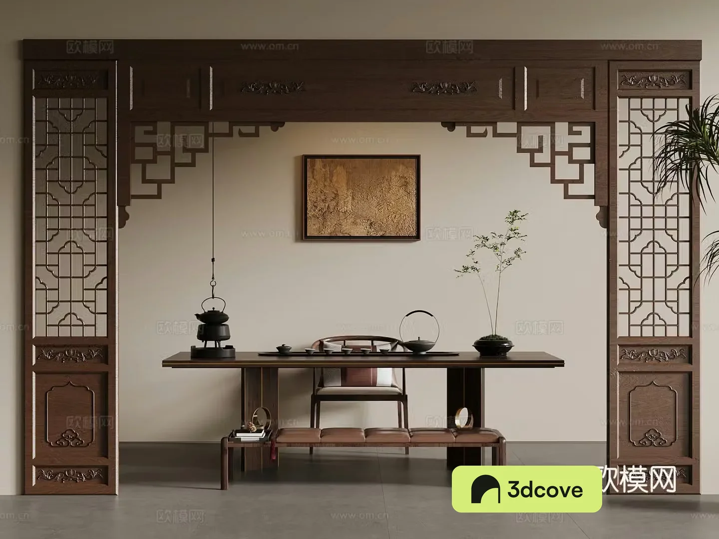 15 new Chinese style tea table and chair door cover hanging painting